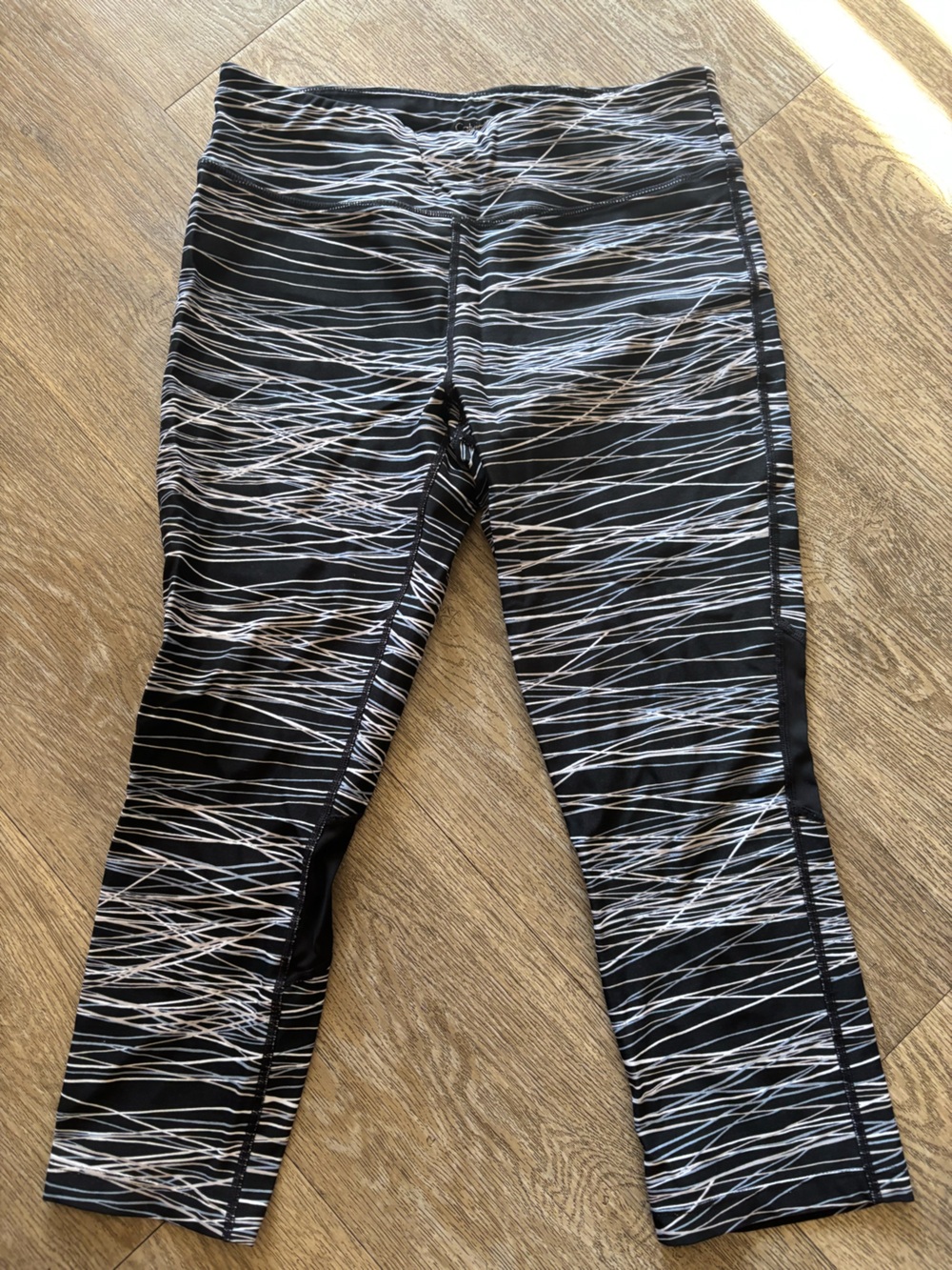 Calvin Klein Black and White Linear Print Leggings